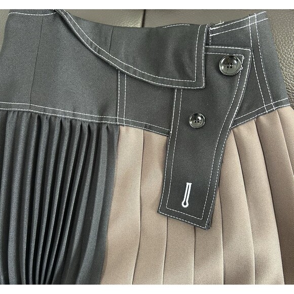UNITED TOKYO Long Asymmetric Pleated Skirt Black/Brown Color Comb Sz 1/US 4-6 - Picture 12 of 13